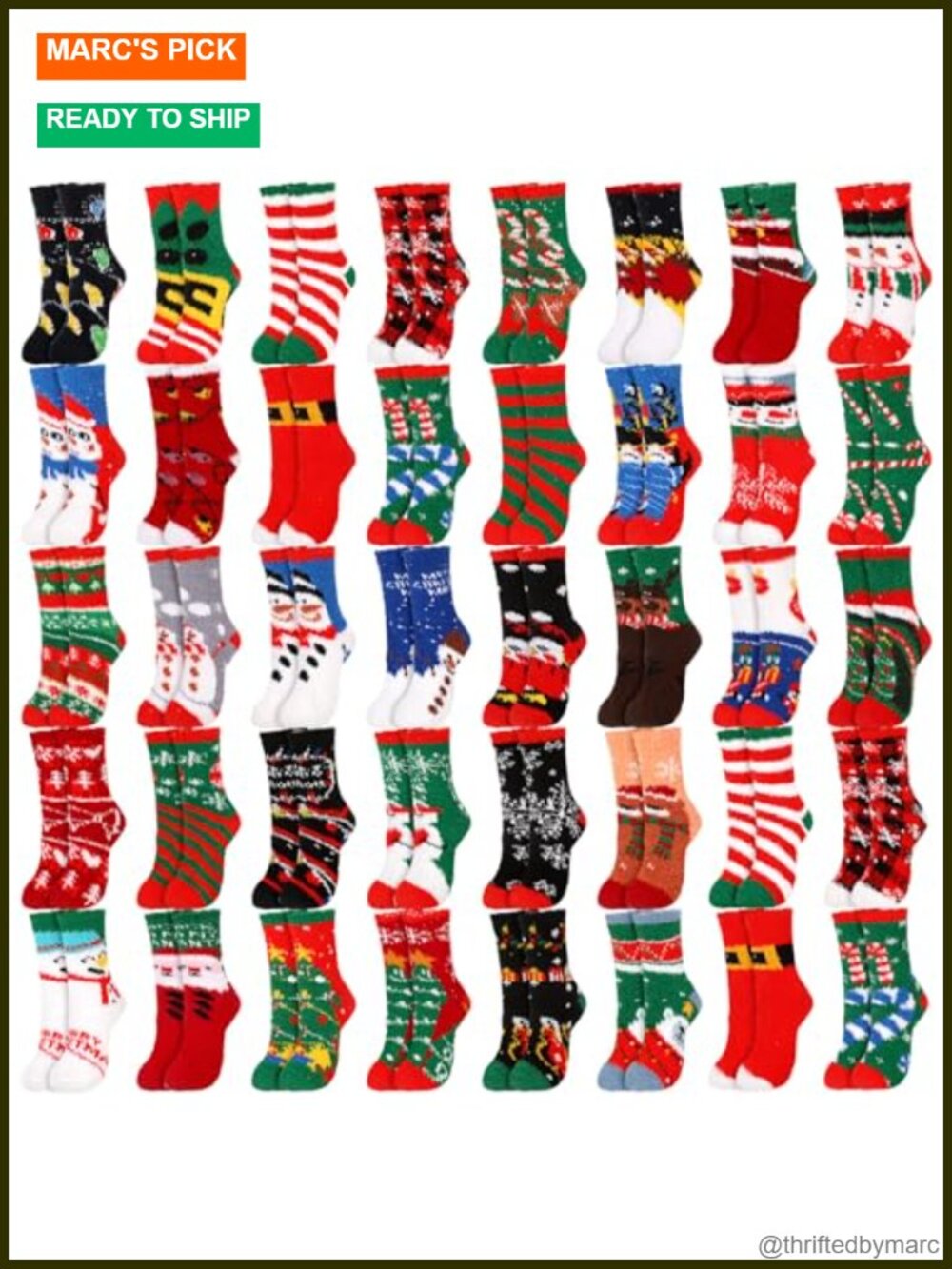 Fuzzy Soft Crew Christmas Socks 36 Pairs Polyester Cotton
